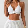 Polka Dot Fabric Bikini Three Piece Swimsuit Women