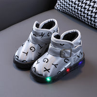 Fleece Warm Cotton Shoes For Baby Girl Soft Sole Baby Toddler Shoes Flashing