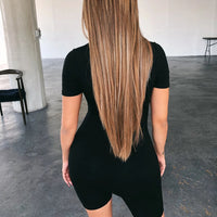 Round neck short sleeve jumpsuit
