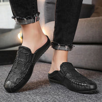 Men's Half Slippers Gommino Trendy Heel-free Men's Shoes Casual Lazy Slippers Gommino Semi Slippers