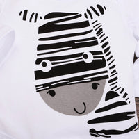 Baby Long Sleeve Cartoon Zebra Print Romper Set