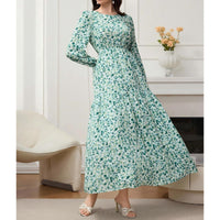 Long-sleeve Springfall Floral Print Dress
