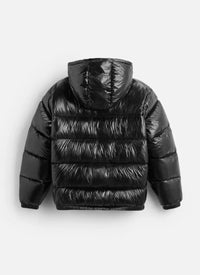 Black Hooded Cotton Jacket Casual