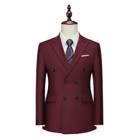 Men's Business Casual Double-breasted Suit Jacket Fashion Solid Color Coat