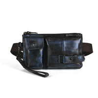 Vegetable Tanned Leather Cowhide Men's Trendy Cool Travel Chest Bag Waist