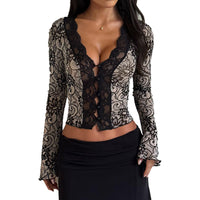 Sexy Fashionable Lace Slim-fit Long Sleeve For Women
