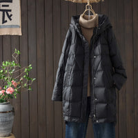 Autumn And Winter New Mid-length Adhesive Hooded Lightweight Down Jacket Women