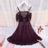 Sexy sling nightdress female lace perspective outfit
