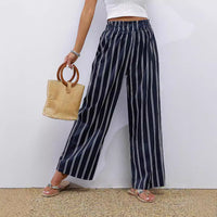 Women's Retro Fashion Casual Striped Trousers