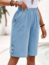 Cotton Linen Shorts Fifth Pants Women's Solid Color Casual Straight Pants