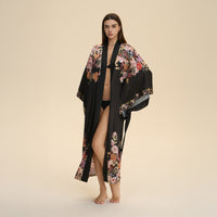 Womens SpringAutumn Printed Long-Sleeve Maxi Nightgown Loungewear