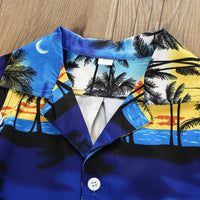 Boys' Casual Coconut Printed Short-sleeved Shirt Suit