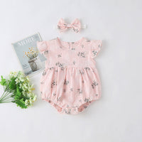 Girl's Flying Sleeve One-piece Romper Suit