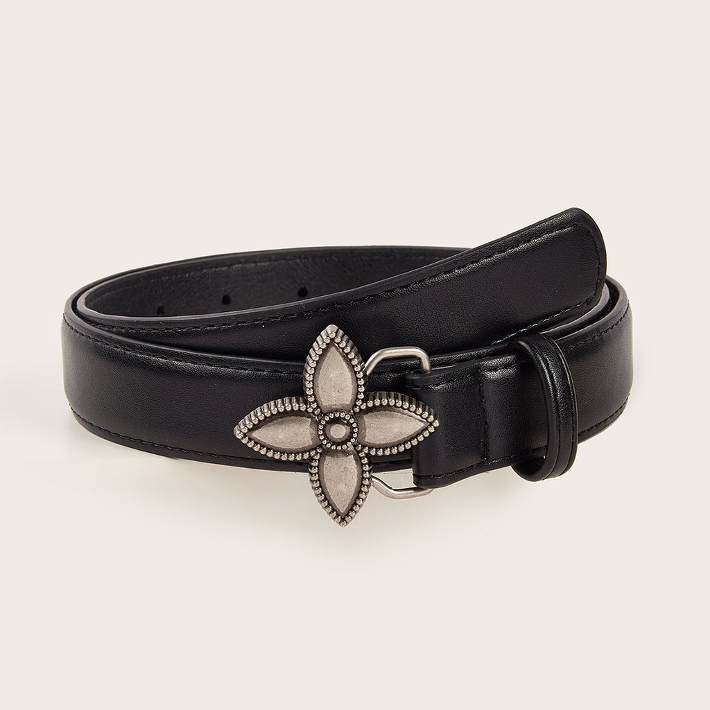 Metal Flower Snap Belt Simple Retro Women's Belt