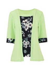 Women's Fake Two-piece Five-quarter Sleeve Printed Top T-shirt