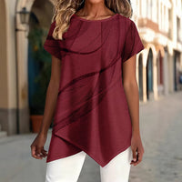 Fashionable New Arrival Crew-Neck Top With Artistic Line Design And Print Pattern