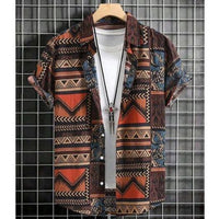 Men's Retro Short Sleeve Casual Loose Shirt