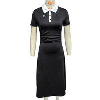 Fashionable Contrasting Color Patchwork Lapel Dress Summer New Arrival