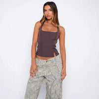 Solid-color Halter Women's Top