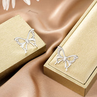 Oval Stainless Steel Earrings, Trendy Geometric Heart Texture, 18K Gold Plated Ear Studs, Titanium Steel
