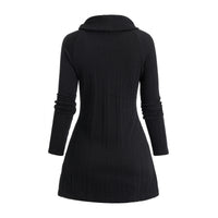 Womens Asymmetrical Turtleneck Long-Sleeve Knitted Cardigan