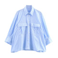 Spring And Summer Loose Fashion Striped Long Sleeves Shirt