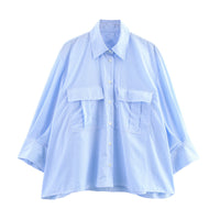 Spring And Summer Loose Fashion Striped Long Sleeves Shirt