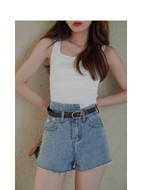 Fashion Asymmetric Waist Design Fringe Pants