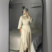 Womens Fashion Satin Ruffle-Trimmed Strap Dress