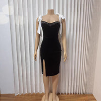 New Shoulder-strap Strapless Velvet Evening Gown Dress