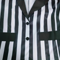 Womens Striped Slim-Fit Lapel Long-Sleeve Jacket