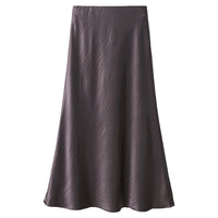 Acetate Satin Skirt Womens Autumn High-Waisted Slimming A-Line Skirt