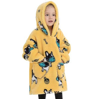 Boys And Girls Comfortable Cotton Velvet Cold-proof Clothes Lazy Blanket Hooded Plus-sized Thickened Blanket Lazy Clothes Children's Sleepwear