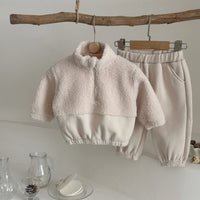 Baby And Toddler Lambswool Stand-up Collar Half-zip Sweater