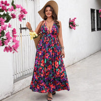 Women's Summer Deep V-Neck Floral Dress