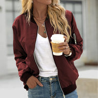 New Autumn Solid-Color Womens Fashionable Zippered Outer Jacket In European