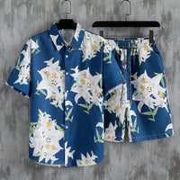 Beach Style Loose Men's Printed Two-piece Suit