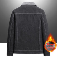 Denim Men's Fleece-lined Thickened Korean Style Lapel Youth Casual Jacket