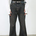 American Retro Slightly Flared Pu Handsome Jeans