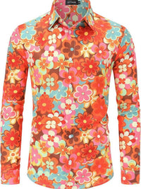 Men's Button Floral Retro Long-sleeved Shirt
