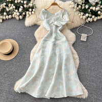 Light Luxury High-End 3D Floral V-Neck Jacquard Maxi Dress For Women