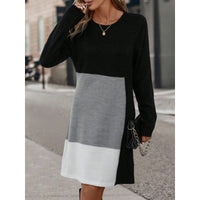 European And American-style Patchwork Knit Regular-fit Dress