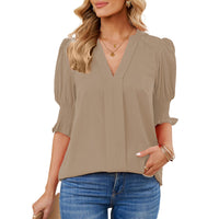 Shiying New V-neck Half Sleeve Shirt For Women