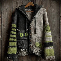 Retro Hooded Casual Knitted Cardigan Sweater