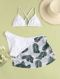 Medium And Large Children's Swimsuit Three-piece Printing