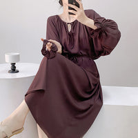 High-end Sleepwear Spring Autumn Round-neck Long Dress