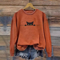 Loose Round Neck Pullover Animal Print Sweater