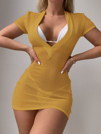 Sunscreen Women's High-Stretch Deep V-Neck Sexy Slimming Sheath Dress