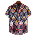 Stand Collar Ethnic Style Series Printed Casual Shirt