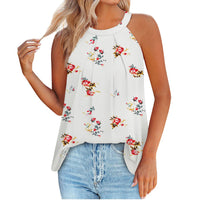 Summer New F Retro Creative Chic Floral 3D Printed Women's Casual Sleeveless Crew Neck Tank Top